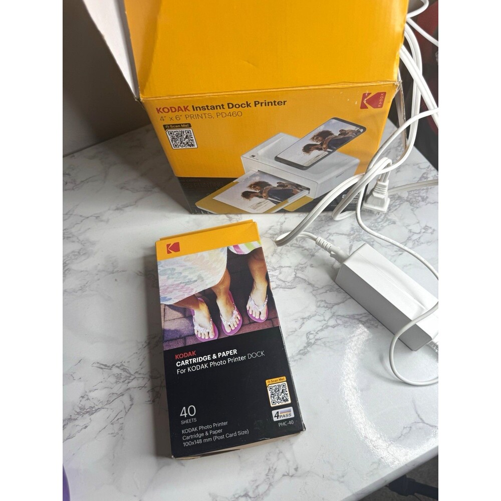 Kodak PD460 Instant Dock Dye Sub 4x6 Photo Printer w/ Adapter & 40 Sheets